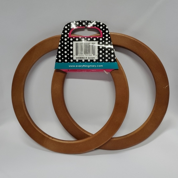 Everything Mary, Round Wood Purse Making Handbag Handles Light Brown - Picture 2 of 5